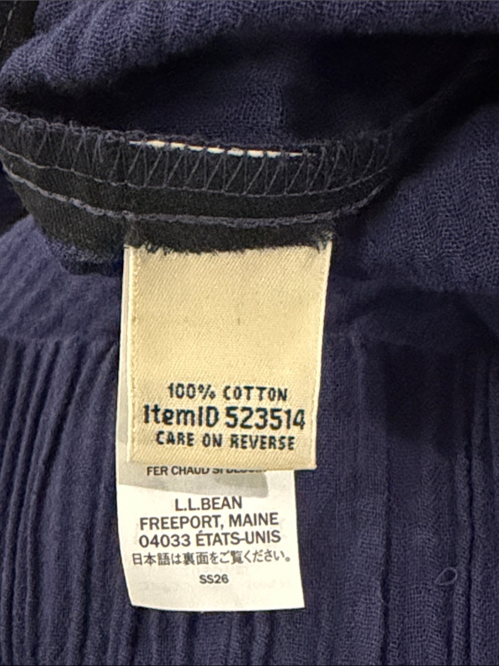 L.L. Bean Cloud Gauze Wide Leg Pants 100% Cotton Elastic Waist Navy Size Large - Picture 8 of 10